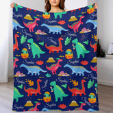 Personalized Name Custom Dinosaur Baby Blanket